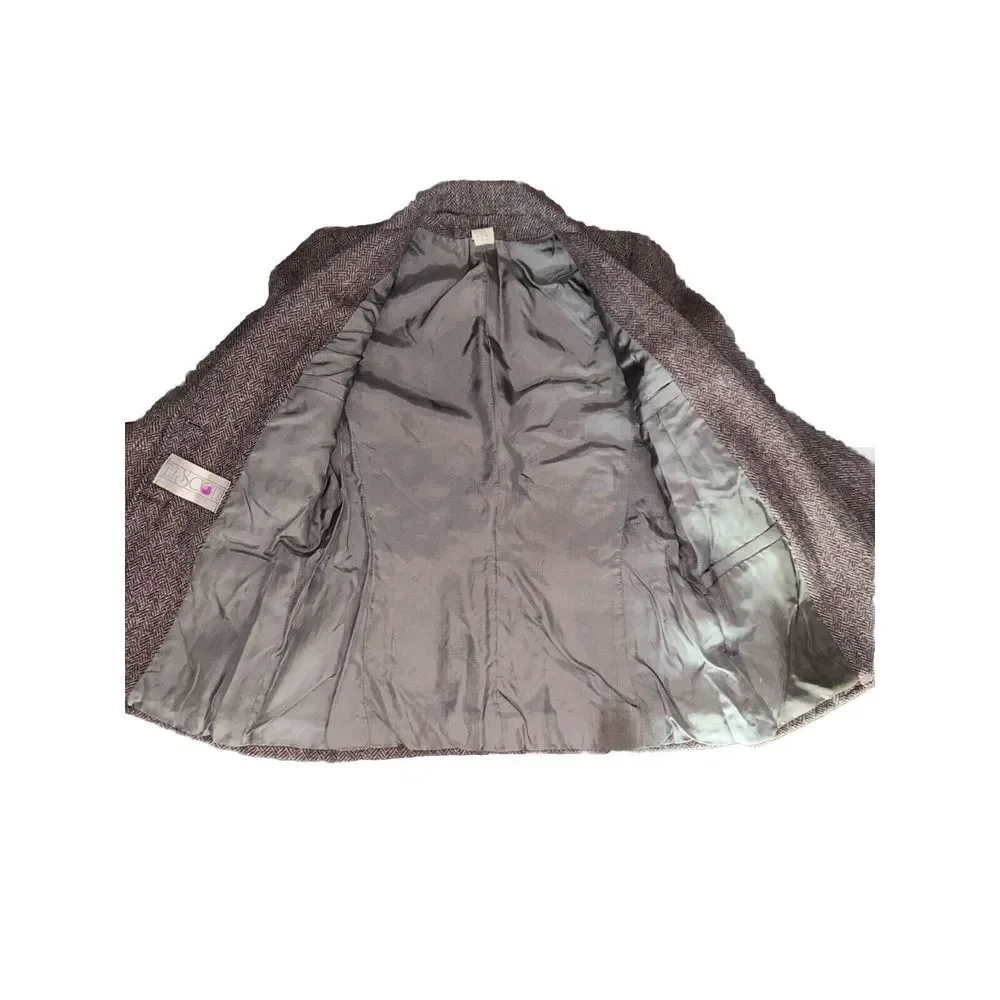 TJ Scott New York  Wool Blazer made in Poland vintage Maroon & Gray Sz 3/4 Women